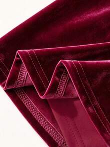 SHEIN Franclia Women's Solid Color Elegant Fashion Versatile Skorts - Burgundy - View 5