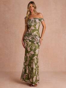 Enchnt Elegant Women's Waist-Cinched Slimming Long Dress - Green - View 5