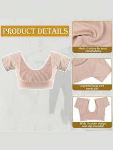 1pc Armpit Sweat Vest Breathable Underarm Sweat Pads Anti-Odor Quick-Dry Invisible Protector For Women Girls Daily Work Office Gym Yoga Running Outdoor - Color - View 3