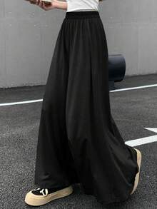 Dazy Tall Women's Elastic Waist Loose Street Casual Wide Leg Long Pants Fall - Black - View 6