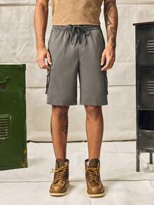 Norleigh Men's Loose Fit Drawstring Waist Flip Pocket Cargo Shorts - Dark Grey - View 3
