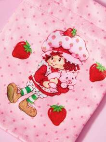 Strawberry Shortcake X SHEIN 1 Blackout Sleep Blindfold. Effectively Block Light. Made Of Soft And Comfortable Suede Fabric. - Red - View 7
