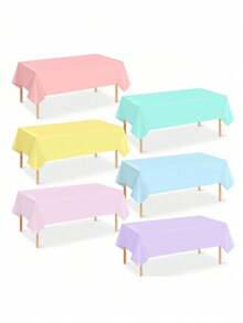1 Piece Colorful Plastic Rectangular Tablecloth Waterproof Oil Proof Pink White Blue For Wedding Picnic Birthday Easter Holiday Kitchen Home Decor Party Gift Bridal Graduation Bachelorette Celebration Outdoor Indoor Dining Table Cover Housewarming - Multicolor - View 6