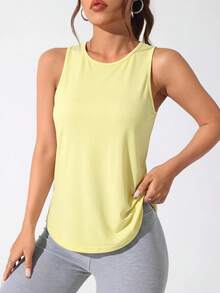 Velisys Velisys Loose Yoga Set For Women, Backless Sheer Workout Top, Lightweight Summer Fitness Clothing, Pilates Training Vest - Yellow - View 2