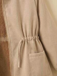 Emery Rose Kids Emery Rose Kids 女童純色抓絨內裡休閒夾克 秋冬女童外套 - 卡其色 - 查看 9