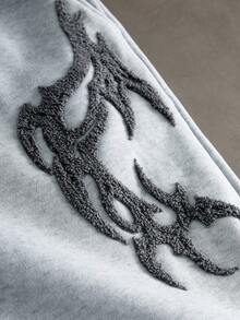 PAVTROS 男士街頭哥德風 3D 刺繡直筒運動長褲，寬鬆版型，中性款，街頭休閒風，舒適運動長褲 - 淺灰色 - 查看 3