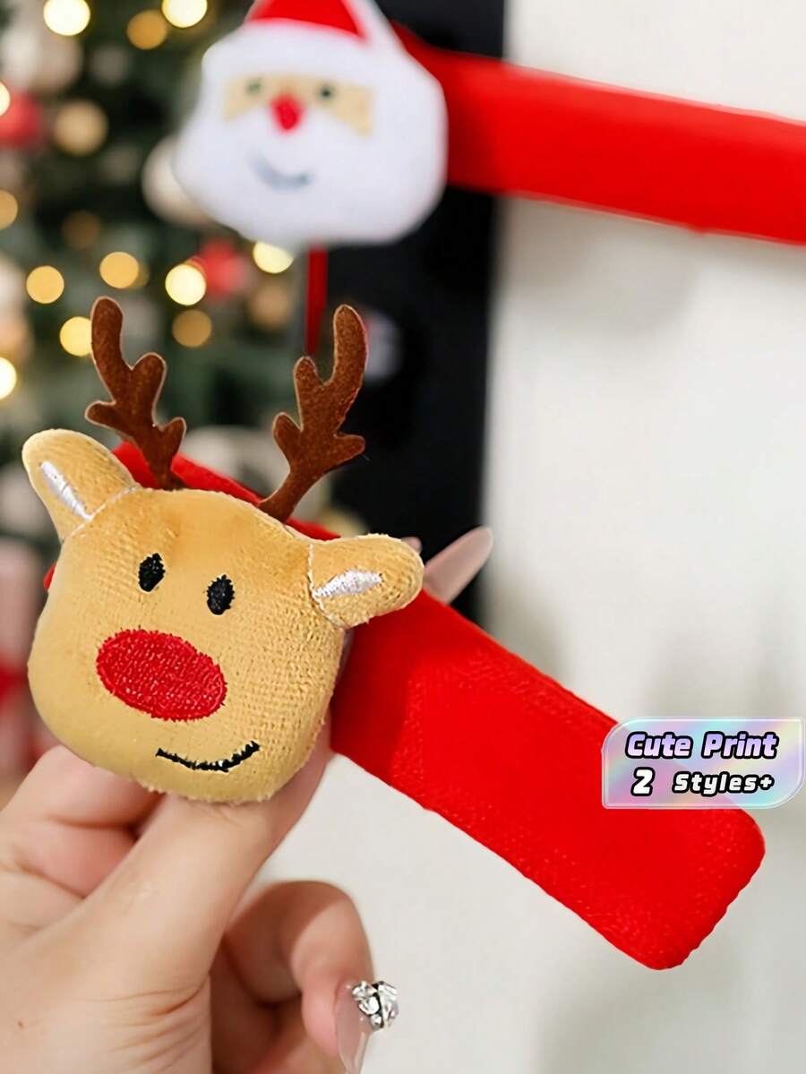 Quality Christmas Door Handle Covers Dustproof Fabric Cartoon Santa Reindeer Tree Stocking Decorative Party Home Room Protection Ornament Set - Multicolor - View 1