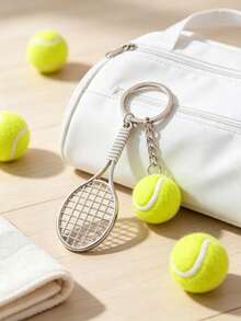 10/20/30/40/50-Pcs Mini Metal Racket Keychain Charms, Badminton & Tennis Racket Miniatures, Club Souvenir Gifts, Simulation Racket Toys - Multicolor - View 4