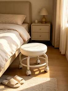 1pc Universal Caster Wheel Small Stool, Home Use Small Bench, Rolling Low Stool, Space-Saving For Rental Apartments, Popular Round Stool - Multicolor - View 8
