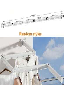 1pc Foldable Shower Curtain Rod, Upgraded Thickened Aluminum Alloy, 360° Foldable, Rust-Proof And Moisture-Proof, Easy To Install, Clothes Drying Rod, Space-Saving, Suitable For Various Wall Shapes - Foldable - View 9