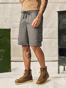 Norleigh Men's Loose Fit Drawstring Waist Flip Pocket Cargo Shorts - Dark Grey - View 6