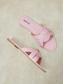 Styleloop Ladies Cross Slippers, Holiday Style Fresh Leisure Comfortable Beach Sandals - Pink 01 - View 4