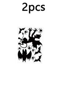 1/2/4件組萬聖節窗戶剪影貼紙，恐怖幽靈惡魔蝙蝠蜘蛛窗貼，可移除黑色恐怖乙烯基靜電貼，適用萬聖節派對居家窗戶裝飾 - D - 查看 8