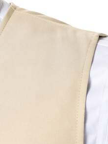 Manfinity Mode Men's Solid Color Waistcoat And Suit Pants Business Formal Set Wedding Suit For Ceremony - Beige - View 6