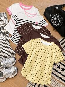 3 piezas de camisetas para niñas preadolescentes - Multicolor - Ver 3