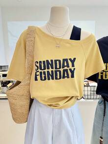 Lalippa Women's Off-Shoulder Loose T-Shirt Top, Elegant Romantic Casual Suitable For Spring/Summer Vacation, Beach, Commute, Dating, Y2K Style - Multicolor - View 1