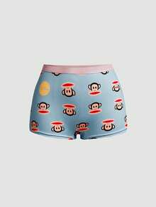 Chillnights Paul Frank X SHEIN Women's Blue Cartoon Print Top + Panties 2 Pieces Set - Blue - View 6