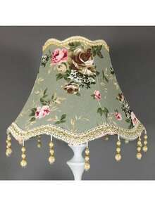 1pc Jacquard Lampshade Hotel Home Romantic Bead Pendant Fabric Lampshade - Semicircle - View 5