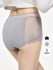 Bralution 女款素色對比蕾絲三角內褲 - 彩色 - 查看 14