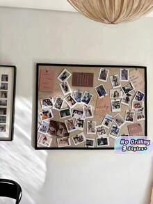 1PC 40x60cm Self-Adhesive Felt Photo Display Board, Wall Mounted Picture Collage Pin Board For Photos, Notes, Artwork, Home Office Classroom Decor, Easy DIY Installation, No Drilling Needed, Removable Wall Decor Panel - multicolor - View 1