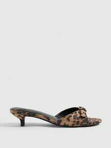 CUCCOO SZL Brown Flannel Casual Simple Daily Solid Color Women Heeled Sandals - Leopard flannel - View 2