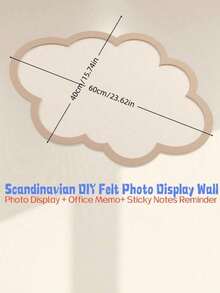 1PC Cloud Shaped Self Adhesive Felt Wall Sticker No Drill Creative Photo Display Memo Pin Board For Home Decor Study Living Room Dormitory Message Board - multicolor - View 7