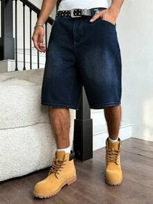 Manfinity Hypemode American Hip-Hop Style Bag-In-Bag Design Unisex Denim Shorts - Blue - View 8