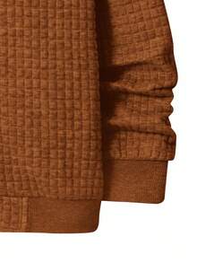 SHEIN Kids Tween Boy Casual Versatile Textured Small Check Baseball Jacket, Suitable For Commuting, School, Daily Casual Outings, Sports, Autumn/Winter - Mocha Brown - View 5