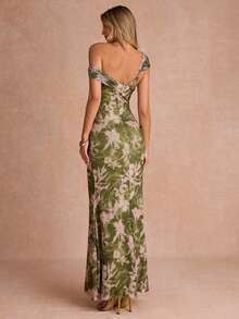 Enchnt Elegant Women's Waist-Cinched Slimming Long Dress - Green - View 8