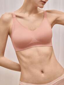 Bralution 1件装女士极简舒适无缝果冻凝胶无钢圈文胸，带可拆卸胸垫 - 西瓜粉 - 查看 10