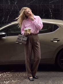 Airaco Casual Commute Striped Long Sleeve Shirt - Pink - View 5