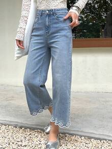 DAZY Women's Casual Versatile Daily Travel Denim Jeans With Pockets And Buttons Fall - Medium Wash - View 3