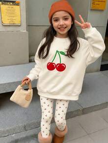 Tween Girls Crew Neck Casual Drop Shoulder Sweatshirt & Slim Fit Leggings 2 Pieces Set - Multicolor - View 5