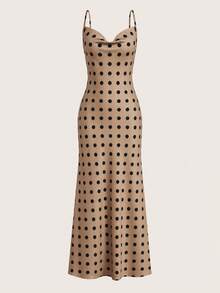 Frievida Leopard Print Draped Cami Dress Vacation Outfits Woman  - Multicolor - View 6
