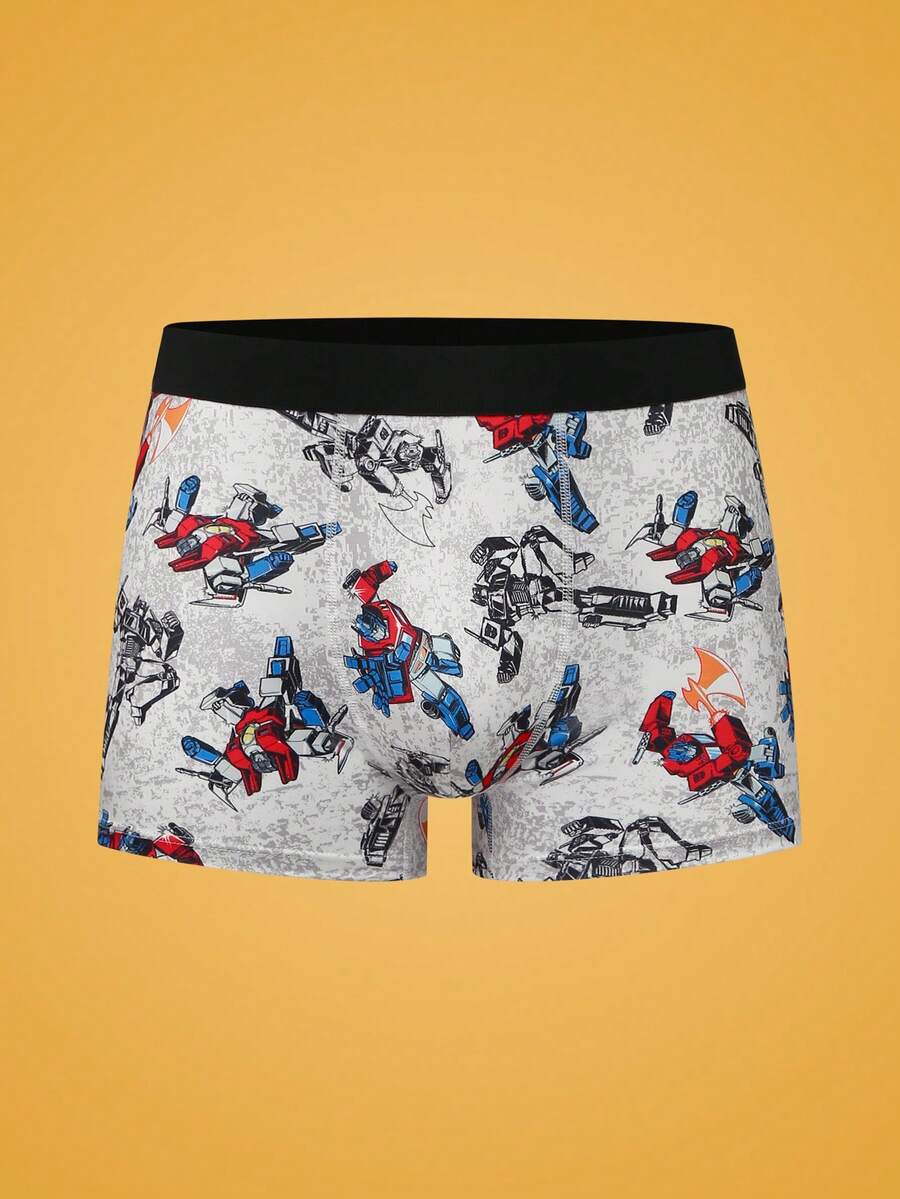 Notgurli Transformers X SHEIN 1pc Men's Diamond Print Square Boxer Briefs - Multicolor - View 1