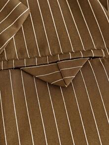 AXEPEAK Men's Summer Casual Striped Shirt And Long Pants Set - Brown - View 4