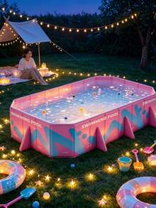 1pc Large Pink Foldable Swimming Pool, Non-Inflatable PVC Family Water Play Center, Outdoor Backyard Summer Fun For Kids Teens & Adults - Folding pool - View 12