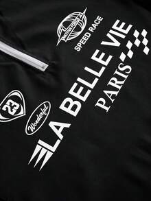 PAVTROS Chaqueta casual con estampado de letras para hombre, primavera/otoño fútbol - Negro - Ver 8