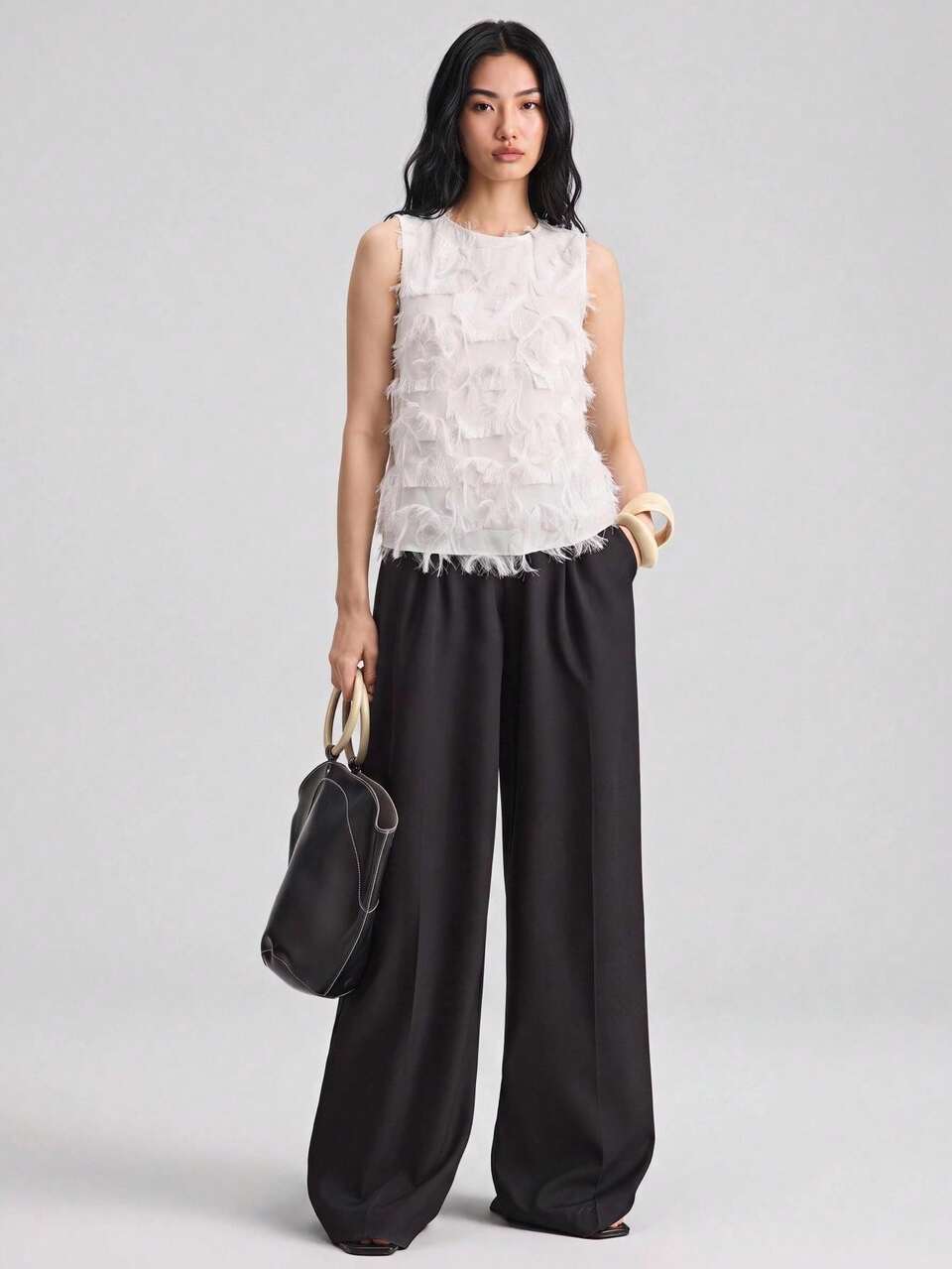 Women's White Elegant Party Summer Apricot Jacquard Tassel Fabric Round Neck Hem Bohemian Vacation Beach , Business Casual, Commuting