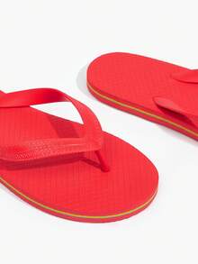 Grefit Women Shoes Summer Simple Solid Color Flip-Flops Women's Summer Outer Wear - Positive red - View 5