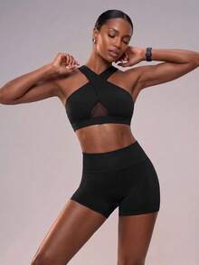 Zivah Solid Color High Waist Slim Fit Sports Shorts - Multicolor - View 7