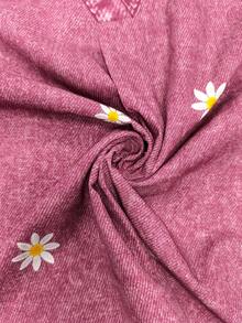 EMERY ROSE Women's Casual Vacation Daisy Print V-Neck Washed Tank Top - Redwood - View 3