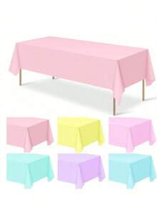 1 Piece Colorful Plastic Rectangular Tablecloth Waterproof Oil Proof Pink White Blue For Wedding Picnic Birthday Easter Holiday Kitchen Home Decor Party Gift Bridal Graduation Bachelorette Celebration Outdoor Indoor Dining Table Cover Housewarming - Multicolor - View 9