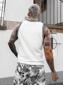 Artur Kramer 男士條紋飾邊背心上衣，度假風 - 白色 - 查看 6