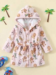 SHEIN 男嬰卡通印花連帽保暖居家服 - 彩色 - 查看 1