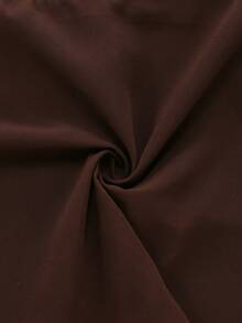 Lacomfia Plus Size Women Solid Color Asymmetrical Shoulder Casual Daily Wear Blouse - Brown - View 5