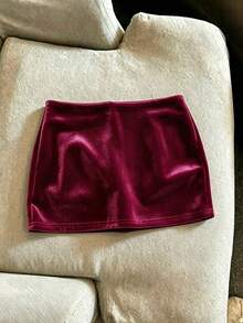 SHEIN Franclia Women's Solid Color Elegant Fashion Versatile Skorts - Burgundy - View 2
