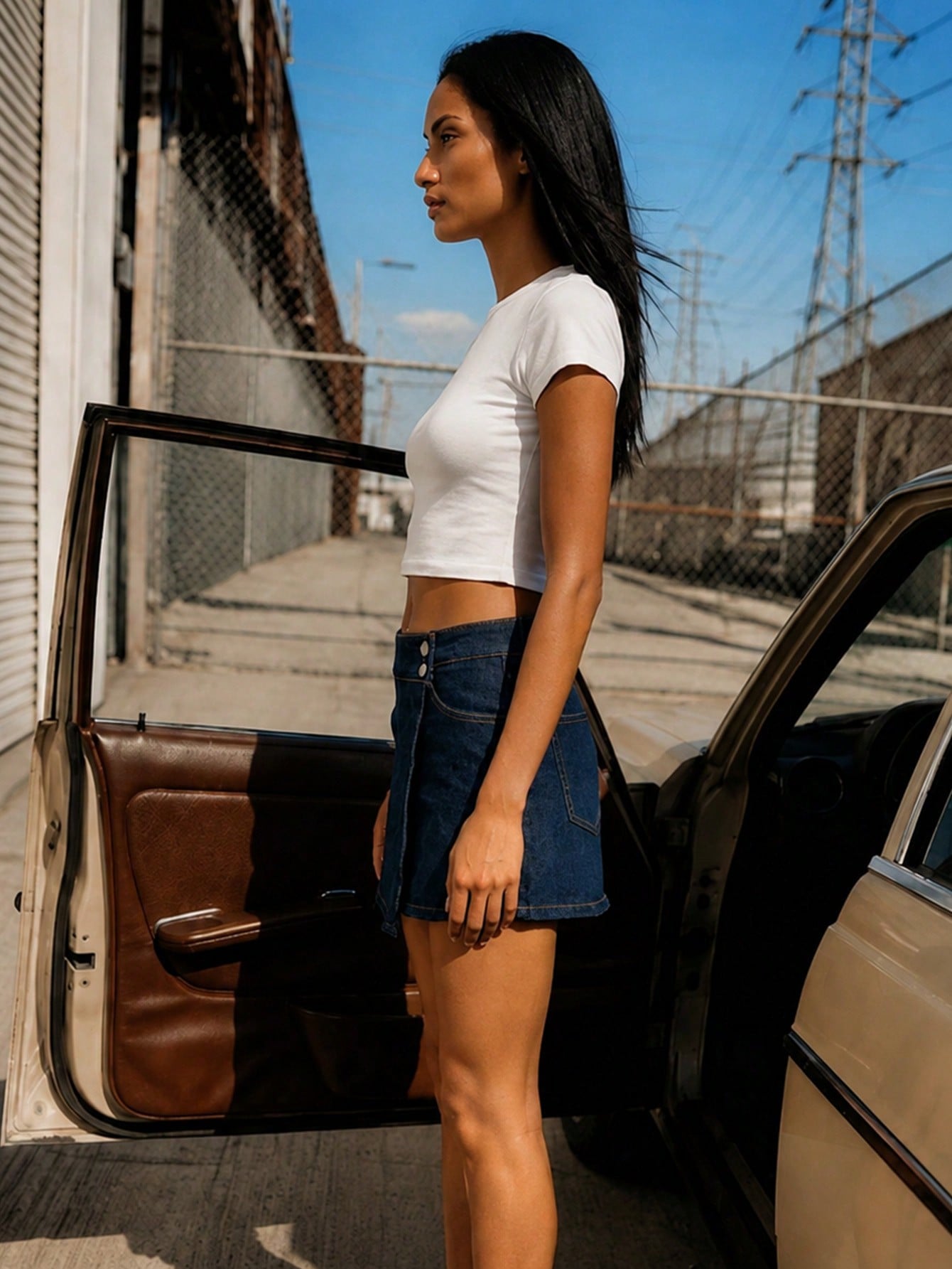 Indigo Denim Skort, view 7