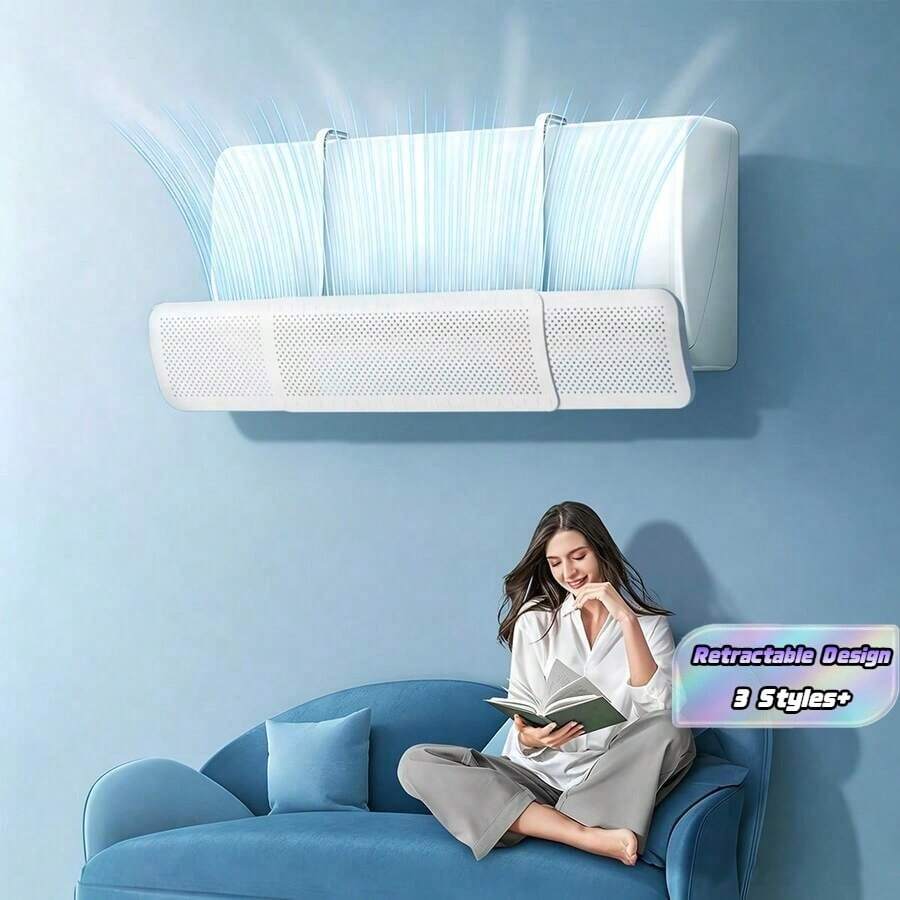 1pc/2pcs/3pcs Retractable Air Conditioner Wind Deflector Anti-Direct Blowing Universal Windshield Wall-Mounted Household Air Outlet Baffle Cold Air Guide Upgraded Thickened Pp Material - Multicolor - View 1