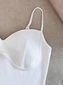 INAWLY Plus Size Women Solid Color Casual Versatile Camisole Tank Top - White - View 4